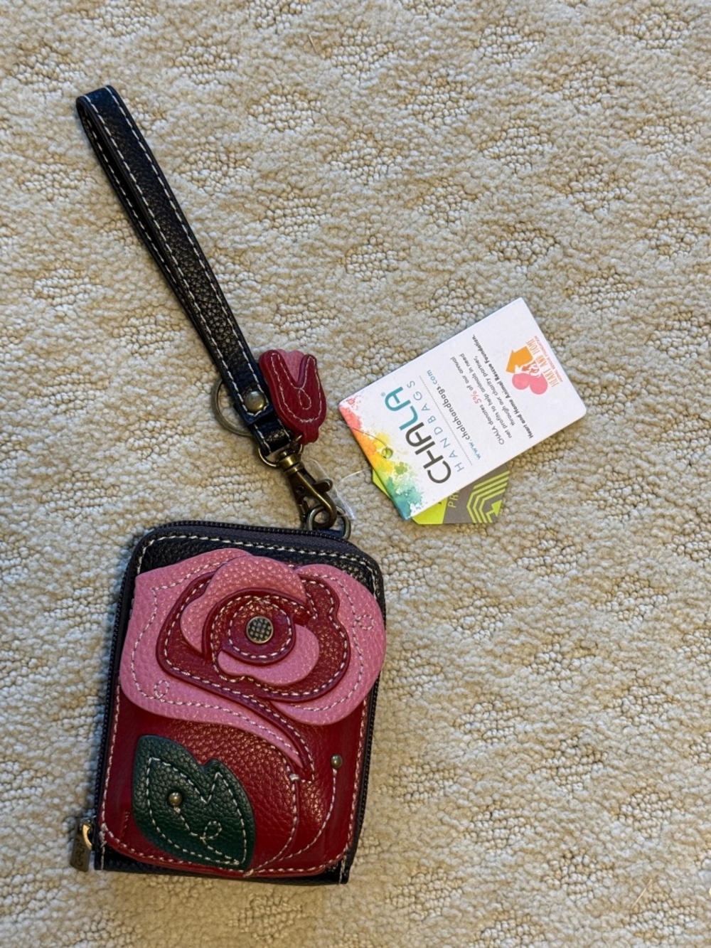 Chala Cute-C - Credit Card Holder / Wallet Wristlet - Red Rose NWT